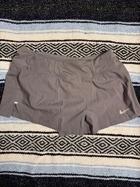 Nike Women's Grey Athletic Running Shorts with Reflective Swoosh